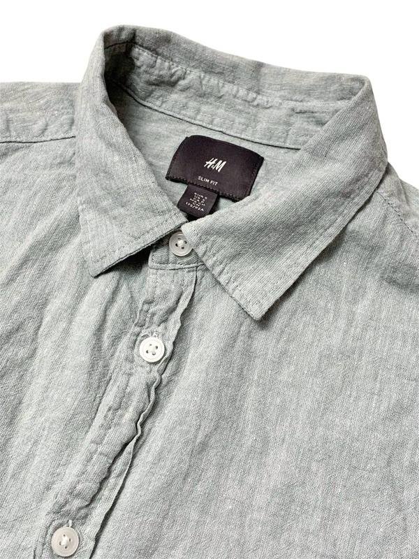 Мужской H&M Рубашка Бежевый Лен 36 / S / 44