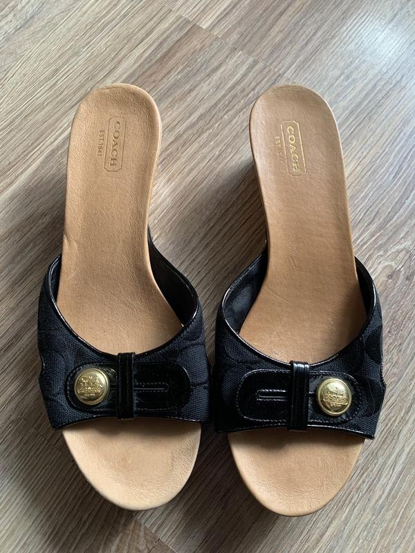 Women Coach Sabots Black Leather 38