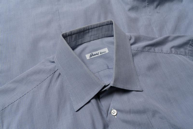 Men Brioni Shirt Blue Cotton 40 /L / 48