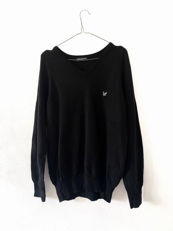 Herren Lyle & Scott Pullover Schwarz Wolle 40 /L /