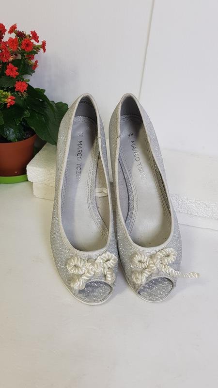 Women Marco Tozzi Heels Silver Textile 38
