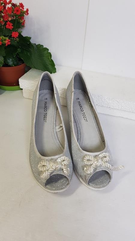 Women Marco Tozzi Heels Silver Textile 38