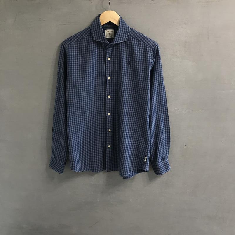 Мужской Scalpers Рубашка Тёмно-синий Хлопок 40 /L