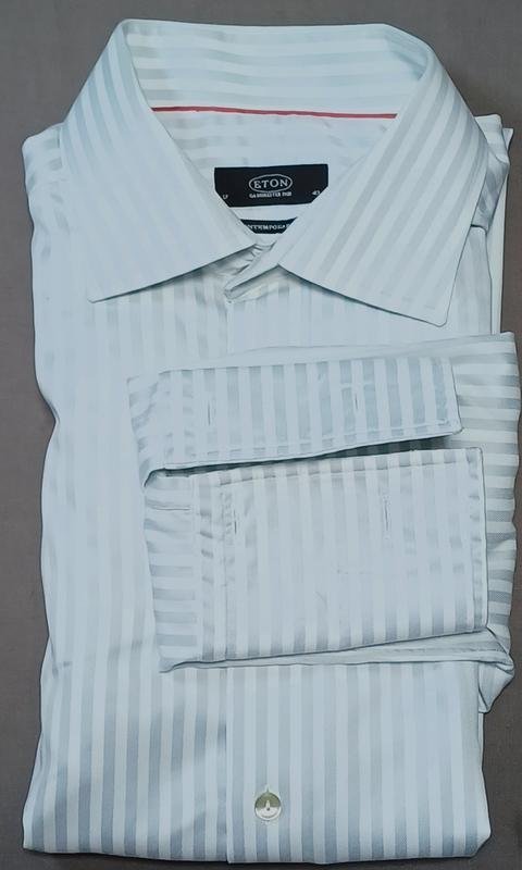 Men Eton Shirt Grey Cotton 42 / XL / 50