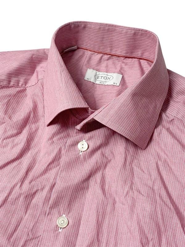 Men Eton Shirt Pink Cotton 38 / M / 46