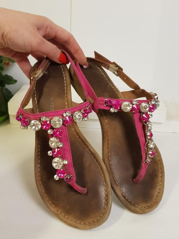 Women Marco Tozzi Sandals Pink Leather 38.5