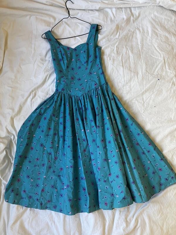 Damen Laura Ashley Kleid Marineblau Baumwolle 34