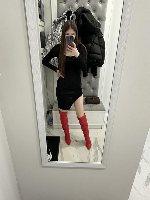 Women Christian Louboutin Boots Red Leather 36