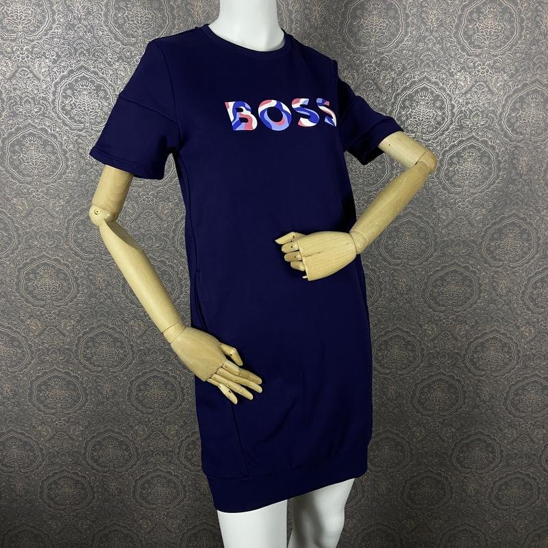Женское Hugo Boss Платье Тёмно-синий Трикотаж 34
