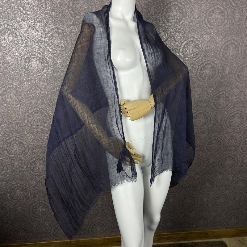 Women Massimo Dutti Scarf Navy Linen