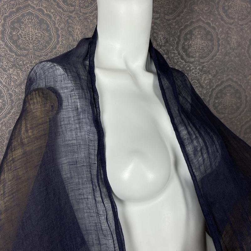 Женский Massimo Dutti Шарф Тёмно-синий Лен