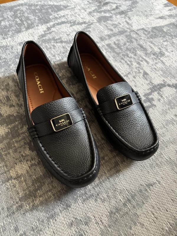 Women Coach Loafers Black Leather 9.5