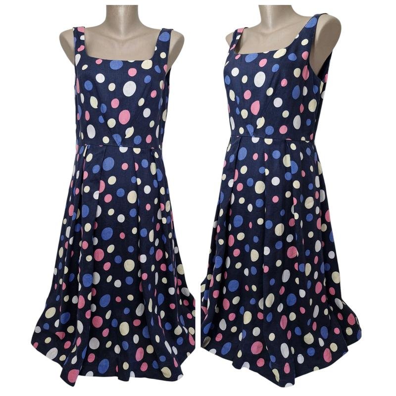 Damen Laura Ashley Kleid Mehrfarbig Leinen 38