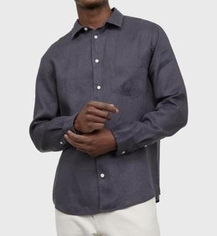 Homme H&M Chemise Grise Lin 40 /L / 48