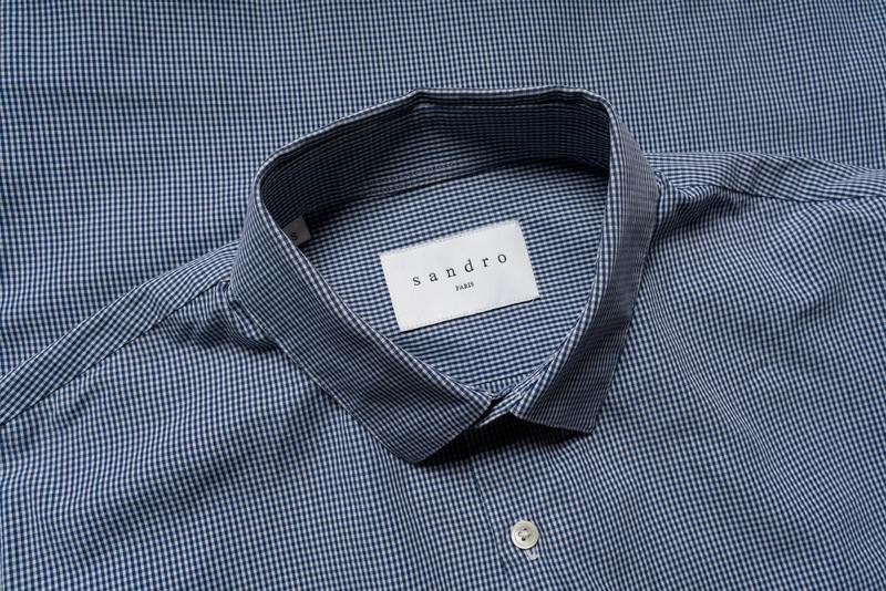Мужской Sandro Paris Рубашка Тёмно-синий Хлопок 36