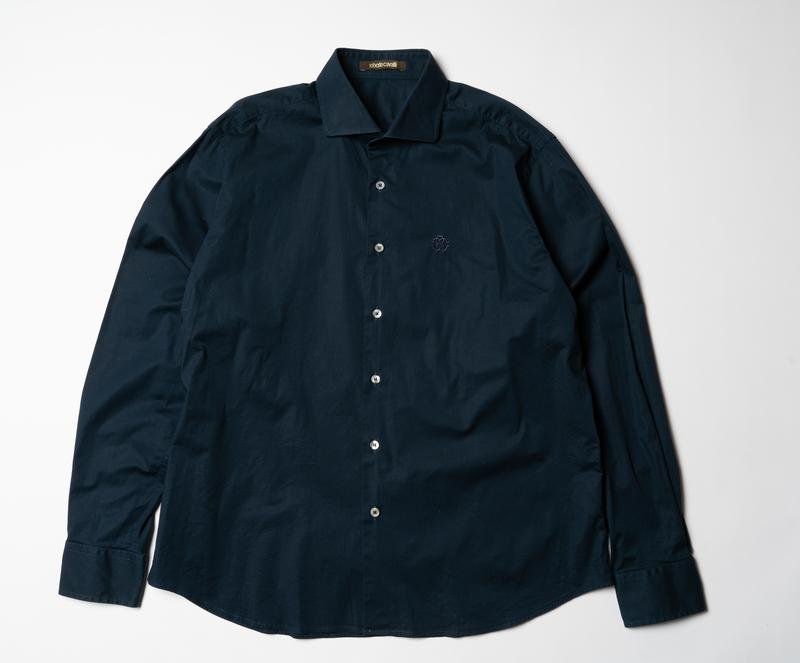 Homme Roberto Cavalli Chemise Bleu Marine Coton 42