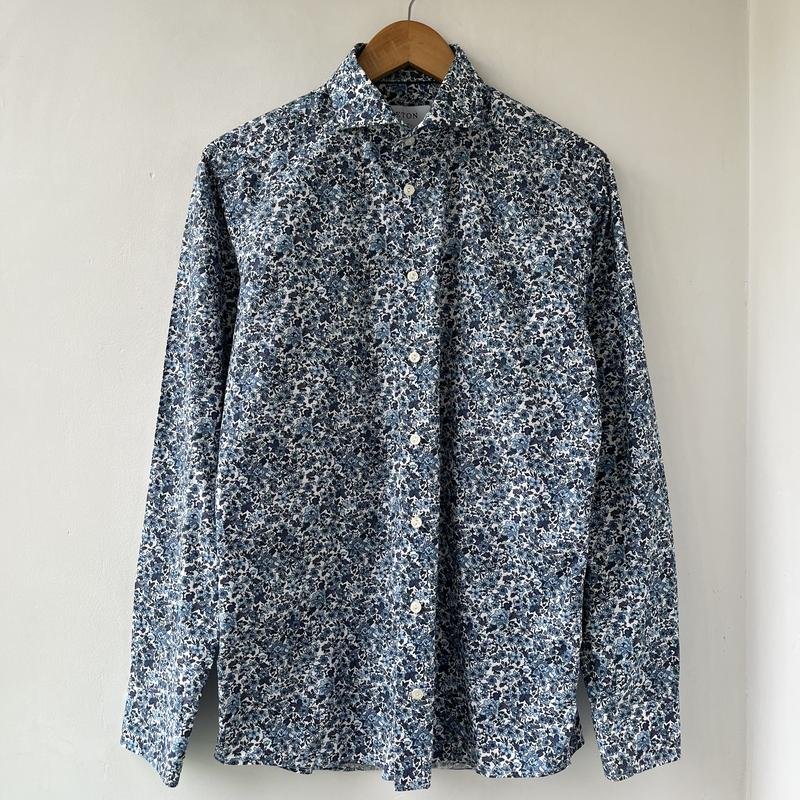 Men Eton Shirt Navy Cotton 40 /L / 48