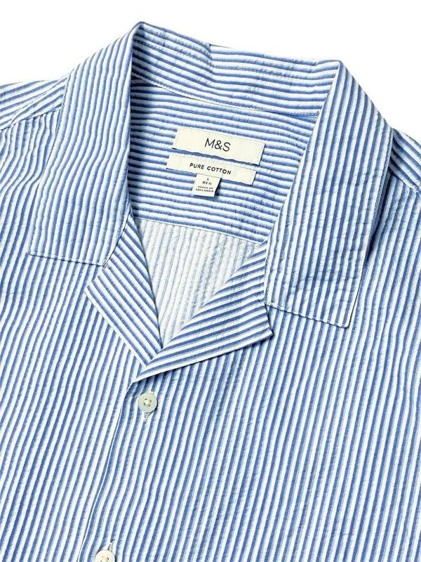 Мужской Marks & Spencer Тениска Белая Хлопок 40 /L