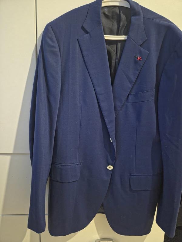 Herren Isaia Napoli Sakko Marineblau Wolle 50