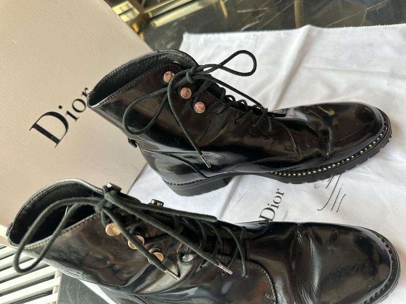 Femme Christian Dior Bottes Noires Cuir 38