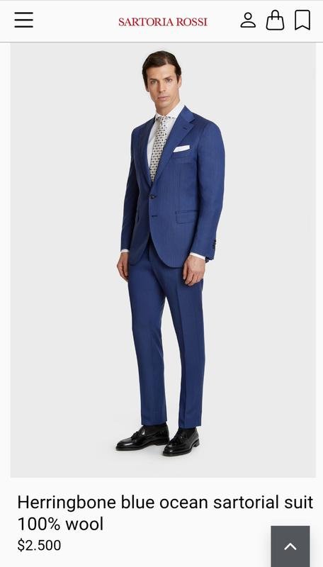 Uomo Sartoria Rossi Completo Blu Navy Lana 36 / S