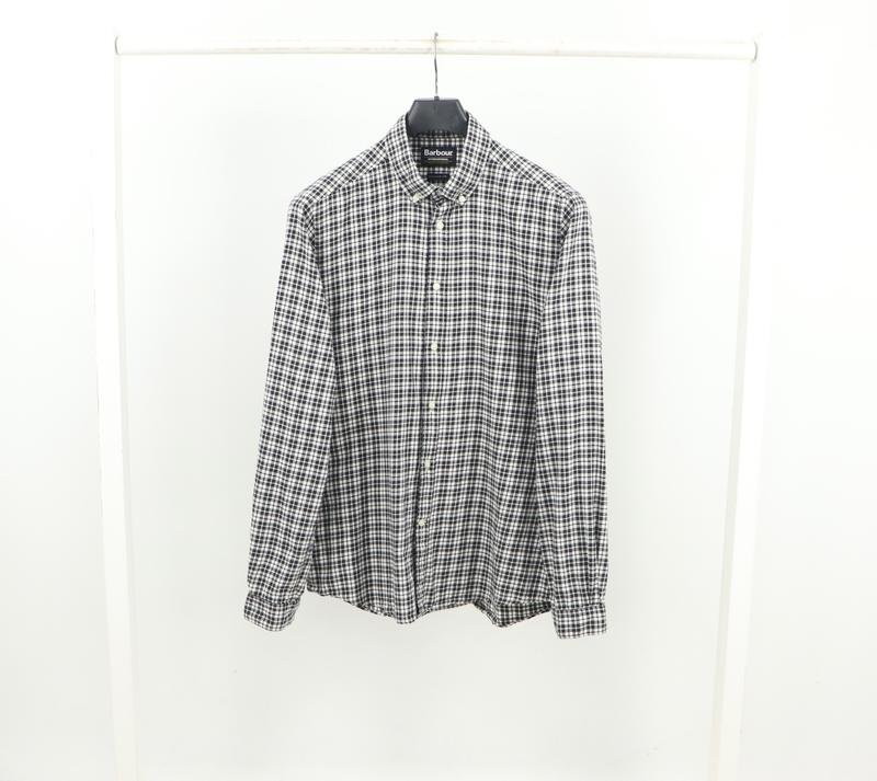 Herren Barbour Hemd Grau Baumwolle 38 / M / 46