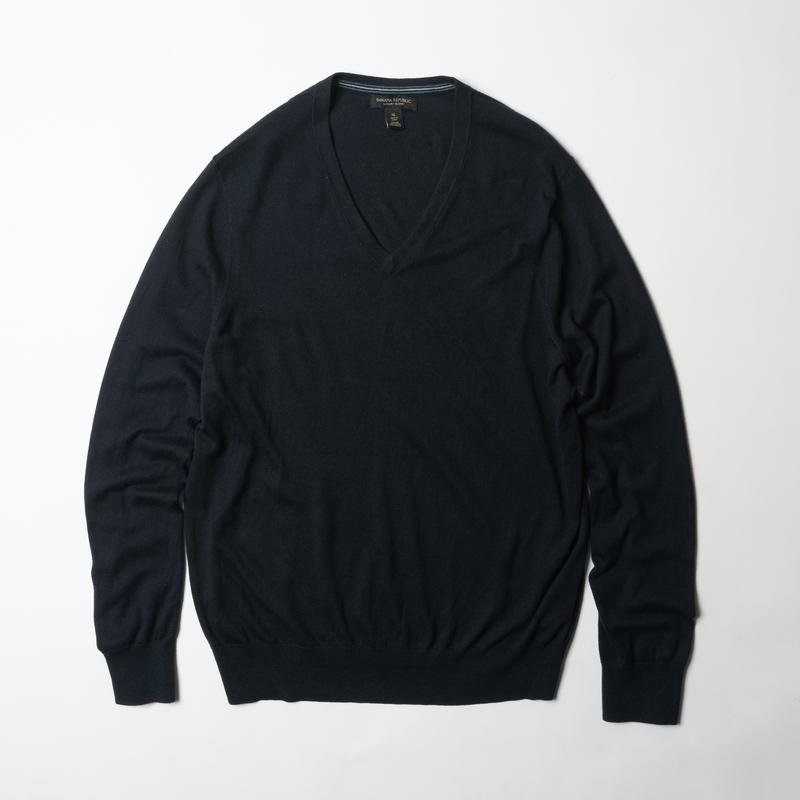 Uomo Banana Republic Maglione Blu Navy Sete Cotone