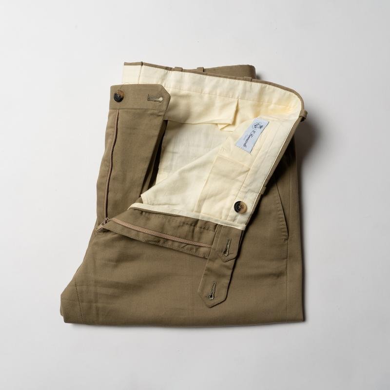 Мужские Isaia Napoli Брюки Бежевый Хлопок 33 / L /