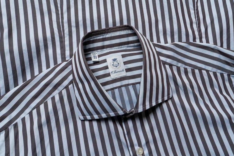 Мужской Isaia Napoli Рубашка Коричневая Хлопок 40