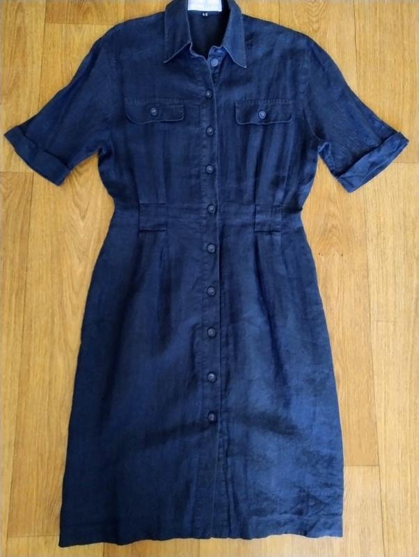 Women Dress Navy Linen S