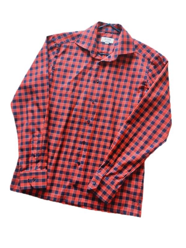 Мужской Eton Рубашка Оранжевая Хлопок 36 / S / 44