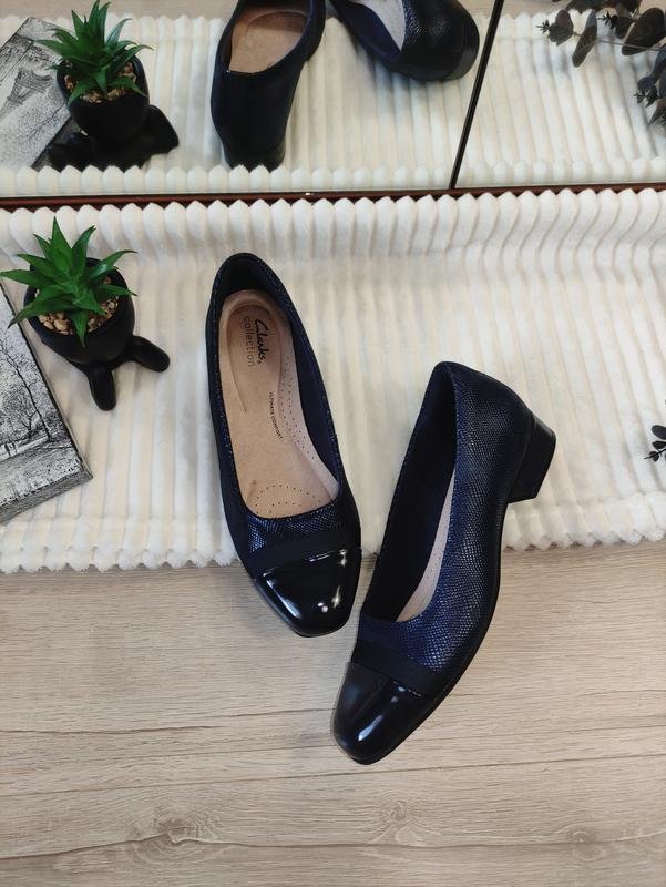 Damen Clarks Absatzschuhe Marineblau Leder 38