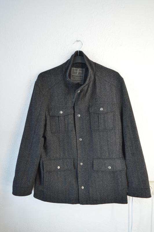 Herren Jasper Conran Mantel Grau Wolle 40 /L / 48