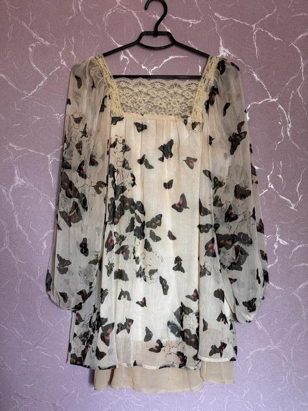 Women Armani Exchange Dress Beige Chiffon 38 / M /