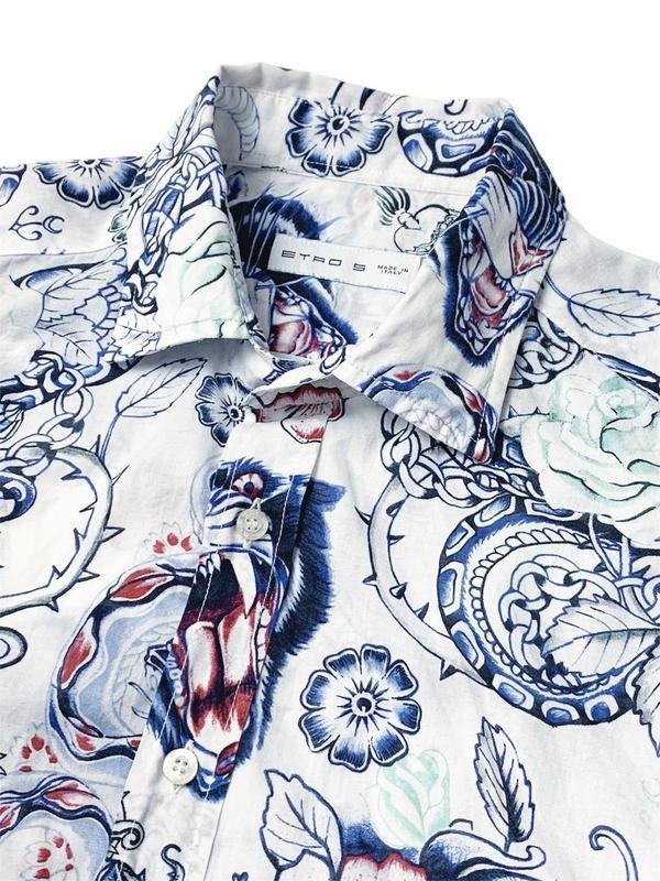 Мужской Etro Сорочка Белый Хлопок 34 / XS / 42