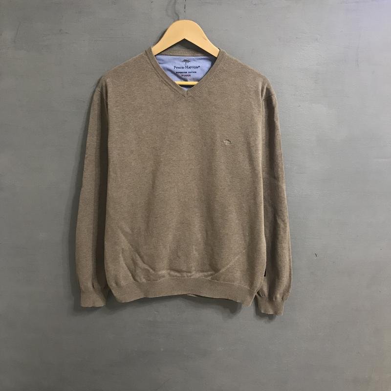 Мужской Fynch-Hatton Пуловер Серый Хлопок 44 / XXL