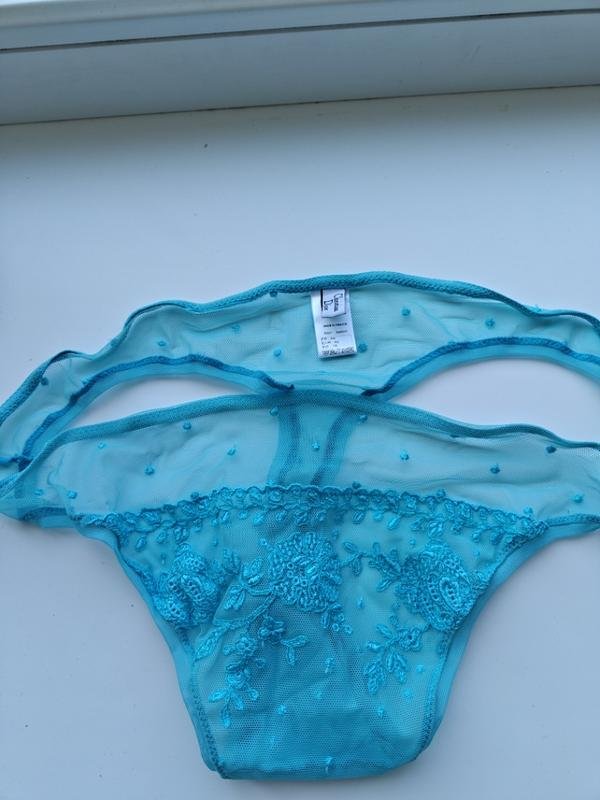 Women Christian Dior Thong Turquoise Lace 40 / L /