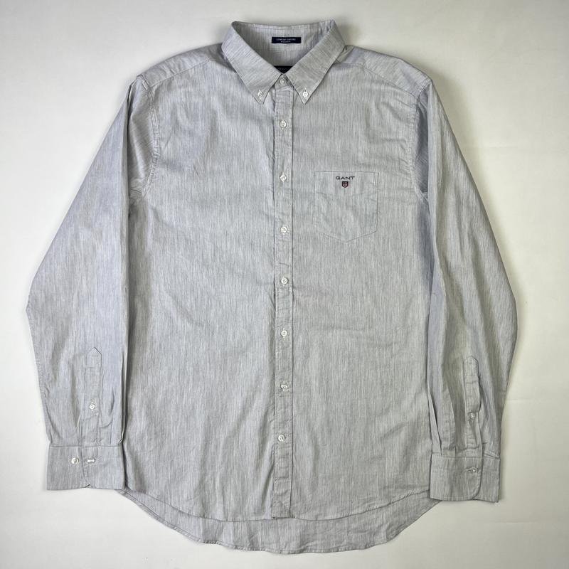 Мужской Gant Рубашка Серый Хлопок 40 /L / 48