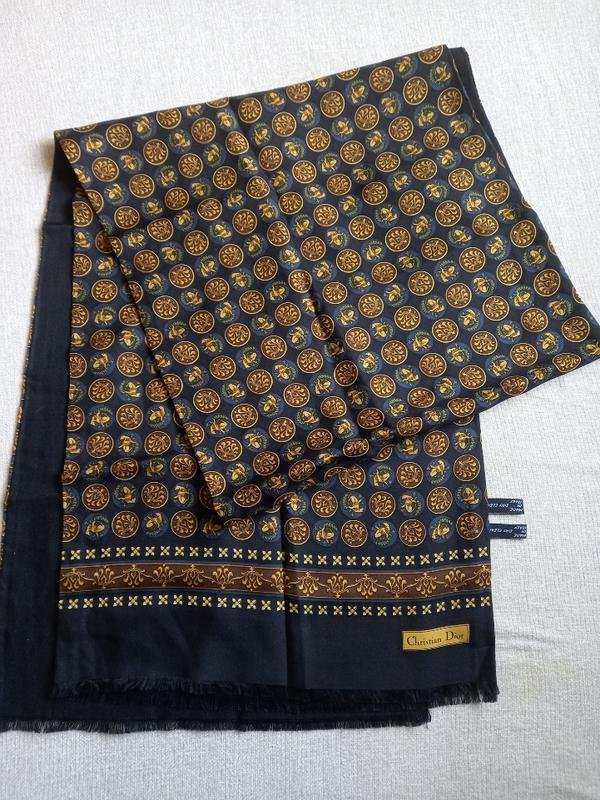 Uomo Christian Dior Sciarpa Blu Navy Lana