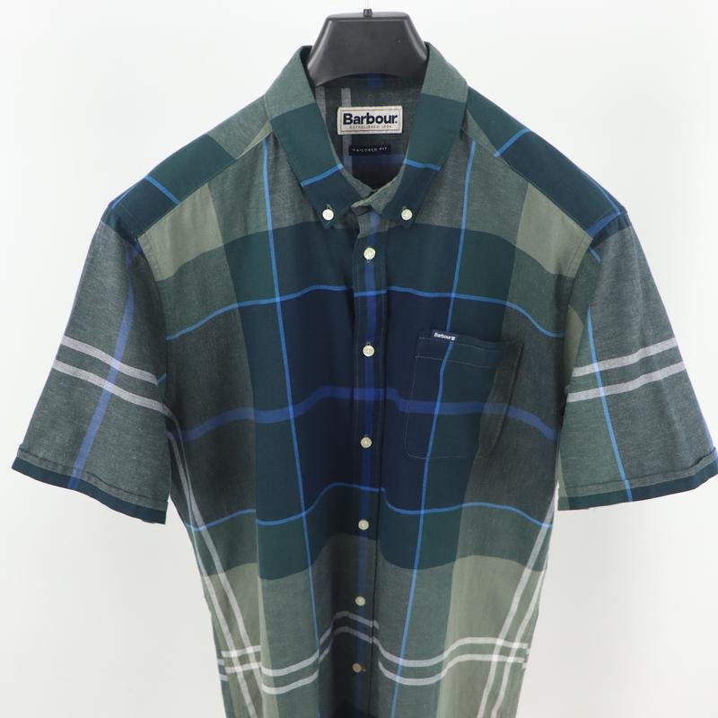 Herren Barbour T-Shirt Grün Leinen 40 /L / 48