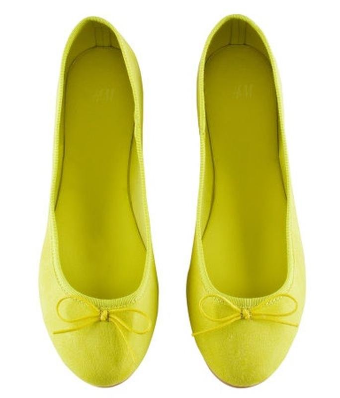 Женские H&M Балетки Жёлтый Текстиль 41