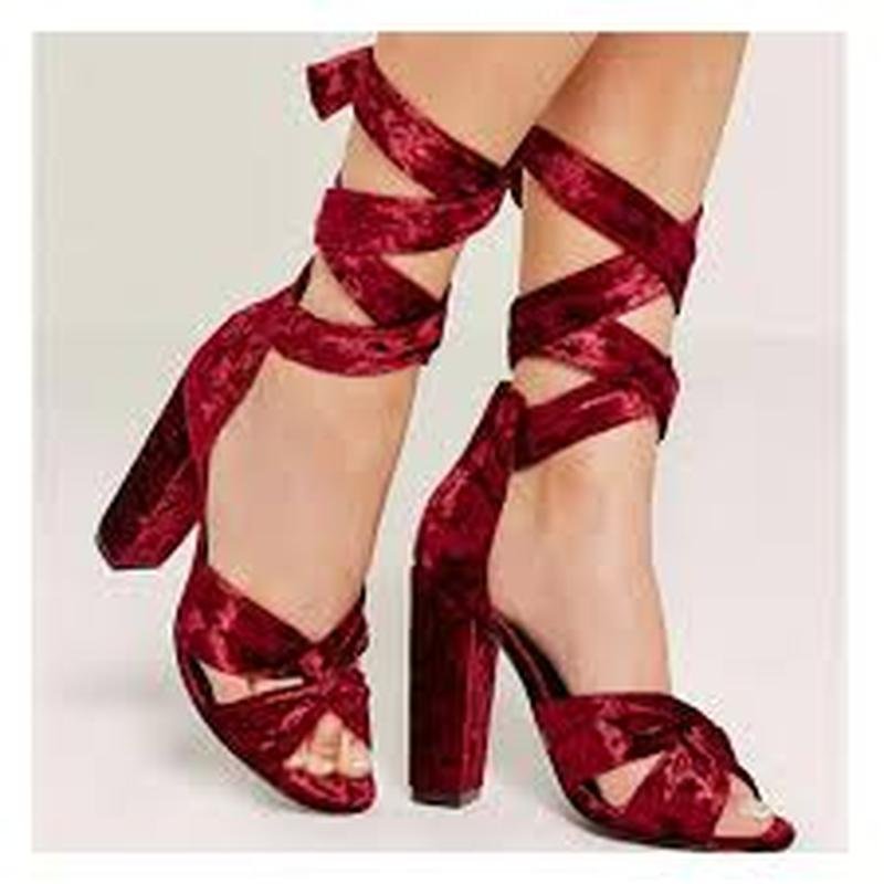 Women Missguided Heels Burgundy Velvet 39