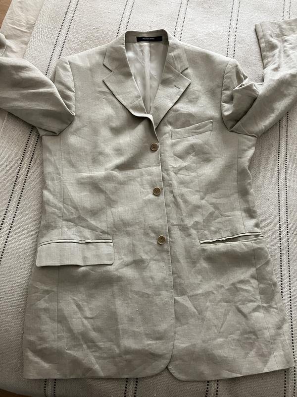 Мужской Balmain Пиджак Бежевый Лен 38 / M / 46