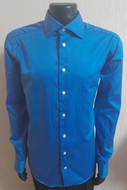 Мужской Eton Рубашка Синий Хлопок 40 /L / 48