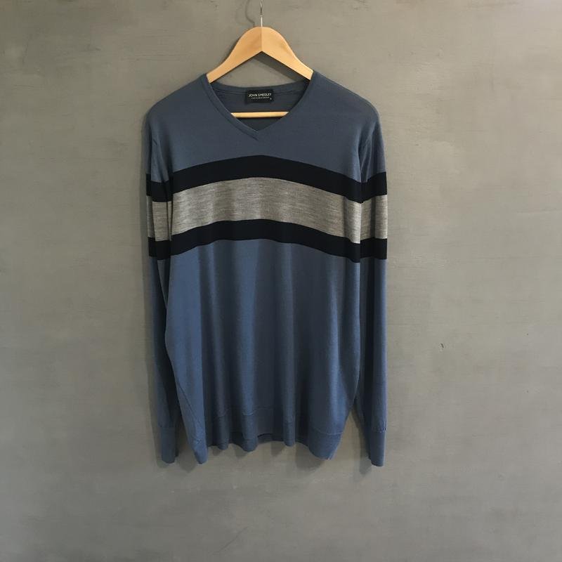 Men John Smedley Sweater Multicolor Wool 44 / XXL