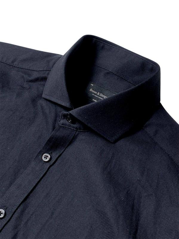 Мужской Bruun & Stengade Сорочка Чёрная Хлопок 38