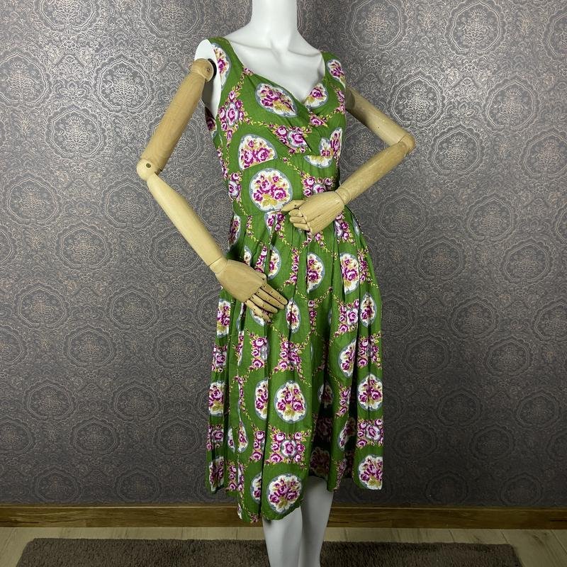 Damen Kleid Grün Baumwolle 36 / S / 44