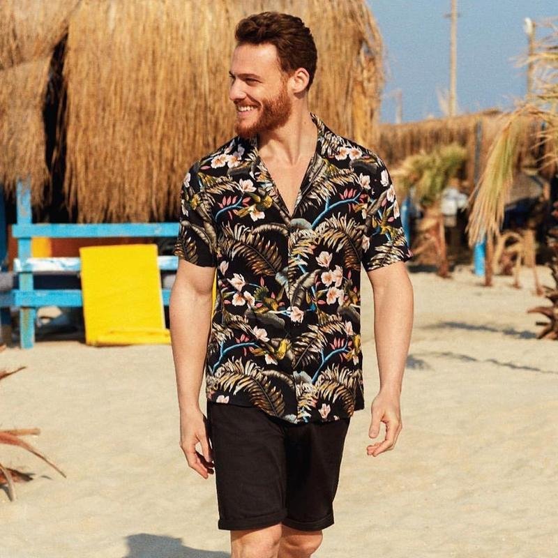 Мужской H&M Рубашка Чёрный Вискоза 34 / XS / 42