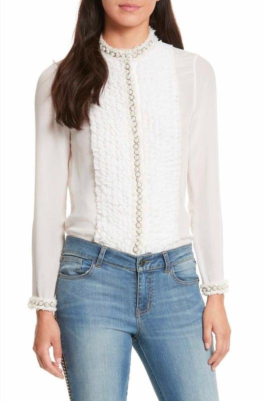 Femme alice+olivia Chemise Blanche Soie 34 / XS /