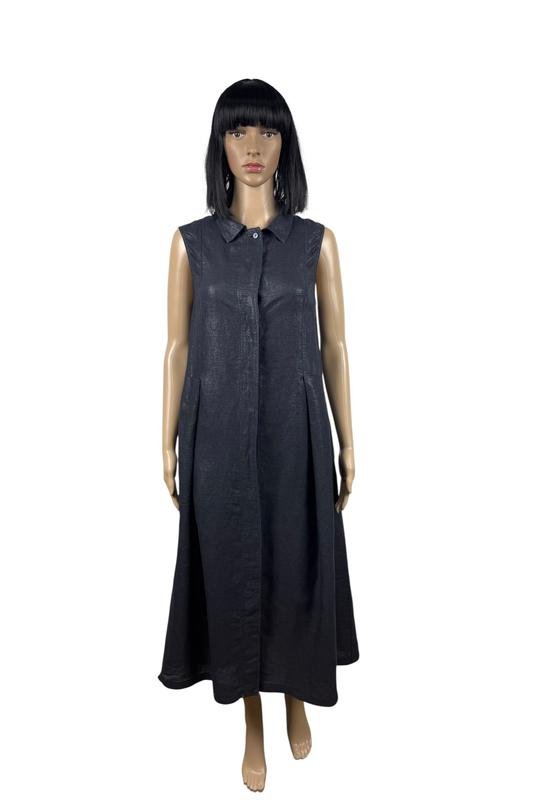 Women Seventy Dress Grey Linen 38 / M / 46